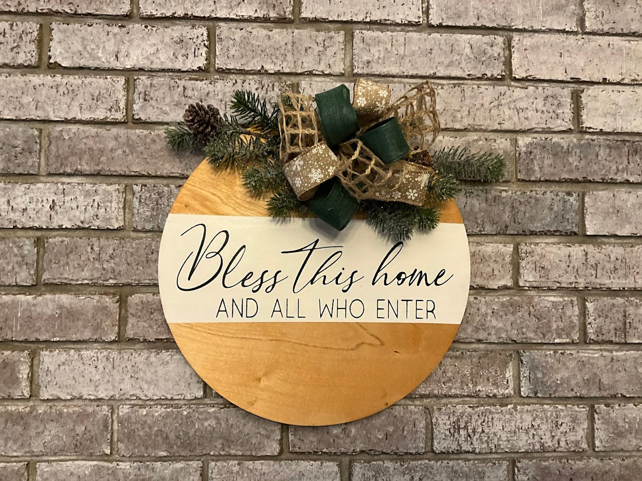 Bless this Home 15 Inch Round Door Sign